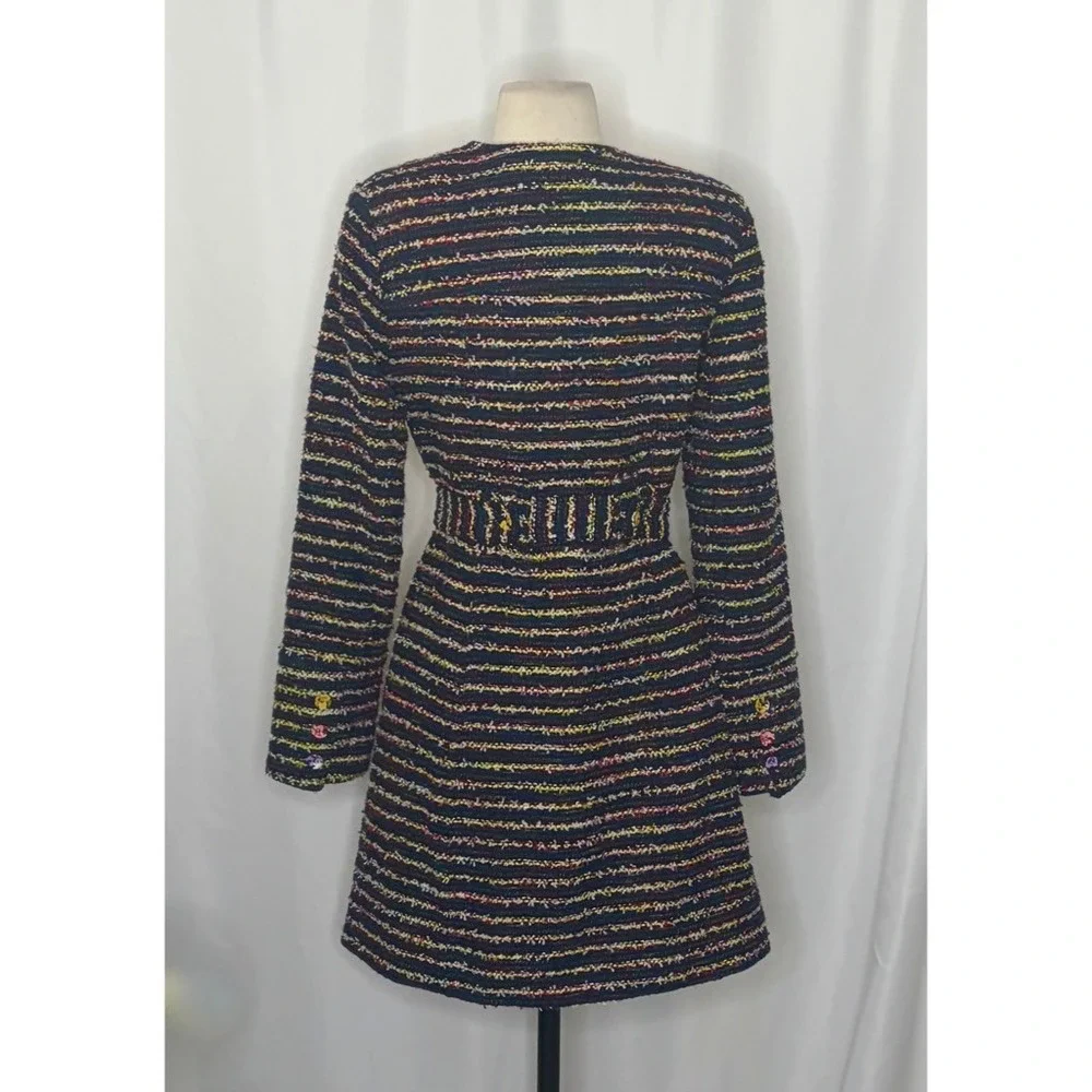 CABI Headline Topper Colorful Tweed Floral Belted Coat Preppy Style 5660 Size 2 - Picture 10 of 16